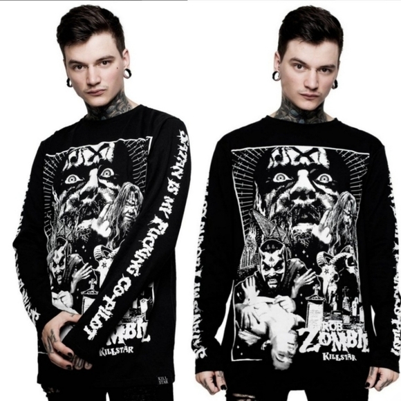 Killstar x Rob Zombie ✦ Copilot Tee ✦ 2XL Black Long Sleeve Graphic Unisex NWT - Picture 1 of 4